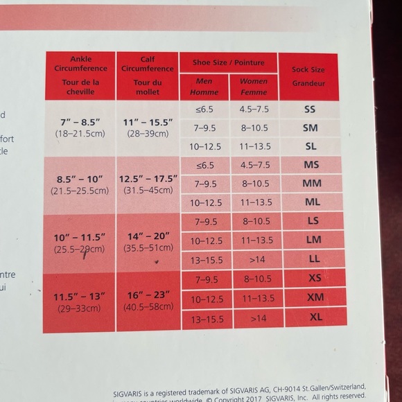 NEW Sigvaris Medical 412C Motion High Tech (Traverse)Socks 20-30mmHg Large - Picture 5 of 7